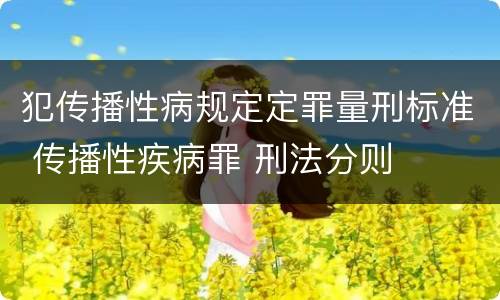 犯传播性病规定定罪量刑标准 传播性疾病罪 刑法分则