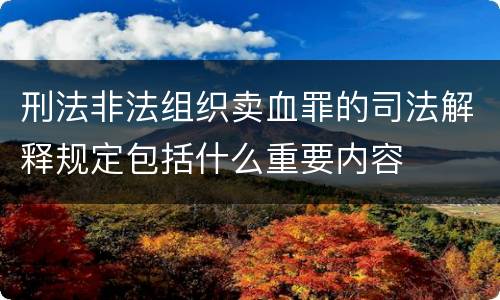 刑法非法组织卖血罪的司法解释规定包括什么重要内容
