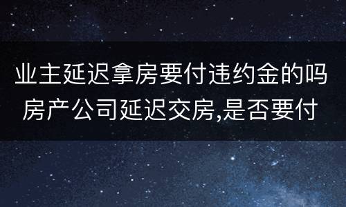 业主延迟拿房要付违约金的吗 房产公司延迟交房,是否要付违约金