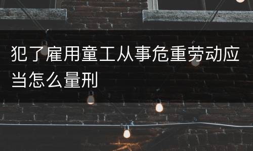犯了雇用童工从事危重劳动应当怎么量刑