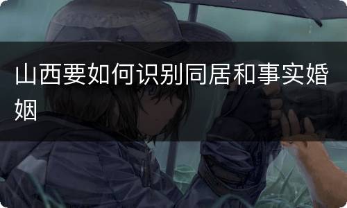 山西要如何识别同居和事实婚姻