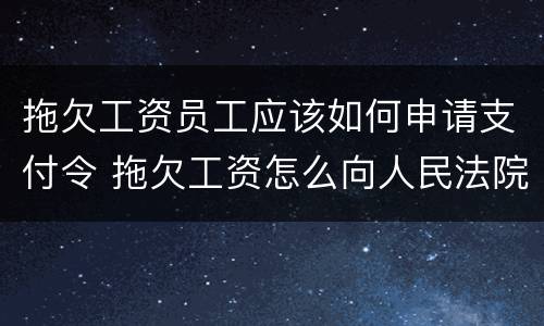 拖欠工资员工应该如何申请支付令 拖欠工资怎么向人民法院申请支付令
