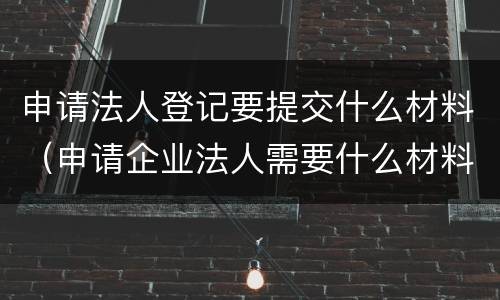 申请法人登记要提交什么材料（申请企业法人需要什么材料）