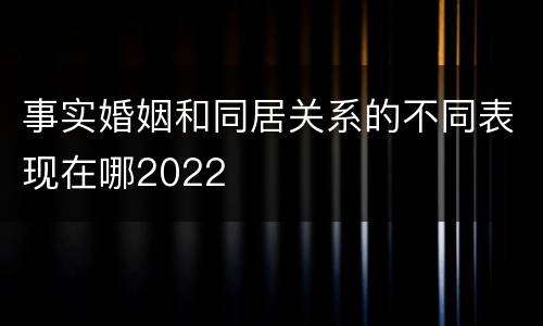 事实婚姻和同居关系的不同表现在哪2022