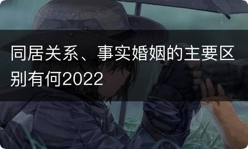 同居关系、事实婚姻的主要区别有何2022