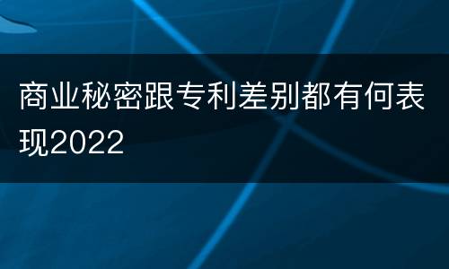 商业秘密跟专利差别都有何表现2022