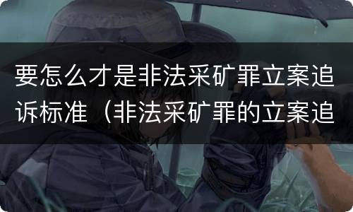 要怎么才是非法采矿罪立案追诉标准（非法采矿罪的立案追诉标准）