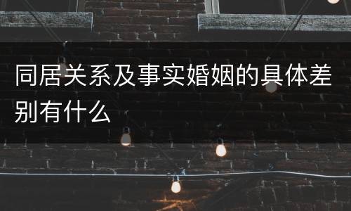 同居关系及事实婚姻的具体差别有什么