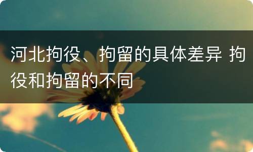 河北拘役、拘留的具体差异 拘役和拘留的不同