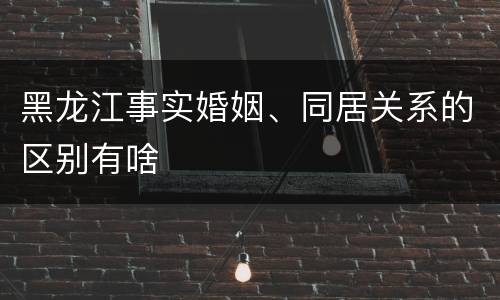 黑龙江事实婚姻、同居关系的区别有啥
