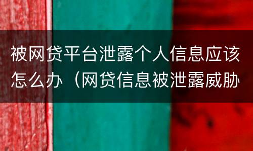 被网贷平台泄露个人信息应该怎么办（网贷信息被泄露威胁）