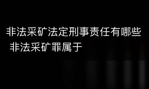 非法采矿法定刑事责任有哪些 非法采矿罪属于