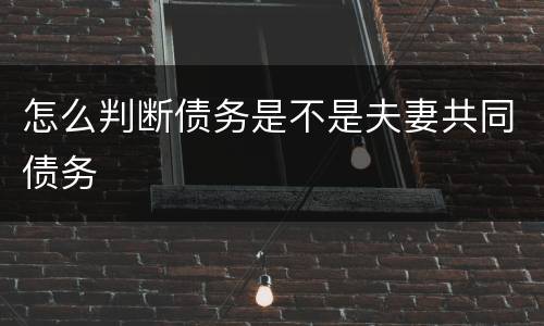 怎么判断债务是不是夫妻共同债务
