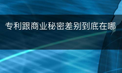专利跟商业秘密差别到底在哪