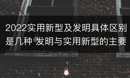 2022实用新型及发明具体区别是几种 发明与实用新型的主要区别