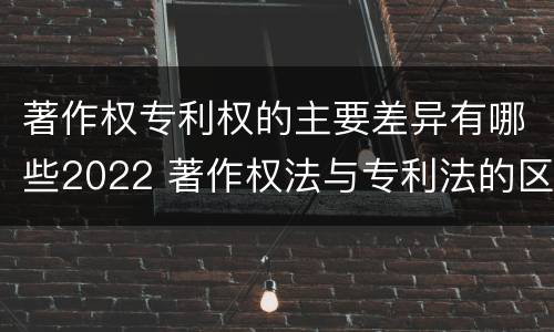 著作权专利权的主要差异有哪些2022 著作权法与专利法的区别
