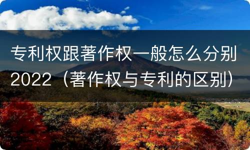 专利权跟著作权一般怎么分别2022（著作权与专利的区别）