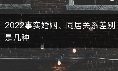 2022事实婚姻、同居关系差别是几种