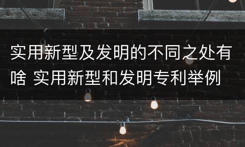 实用新型及发明的不同之处有啥 实用新型和发明专利举例