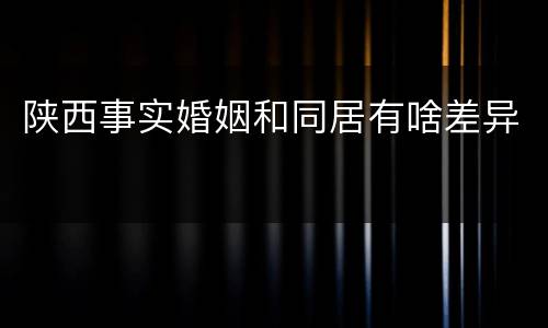 陕西事实婚姻和同居有啥差异