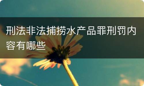 刑法非法捕捞水产品罪刑罚内容有哪些