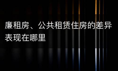 廉租房、公共租赁住房的差异表现在哪里