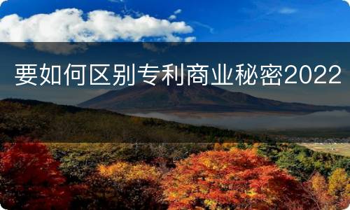 要如何区别专利商业秘密2022