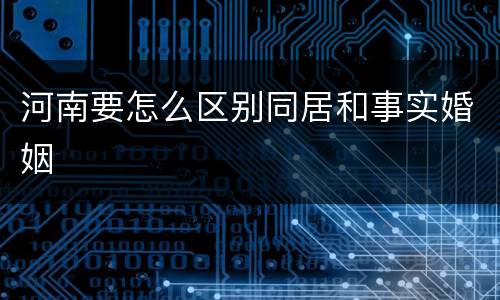河南要怎么区别同居和事实婚姻