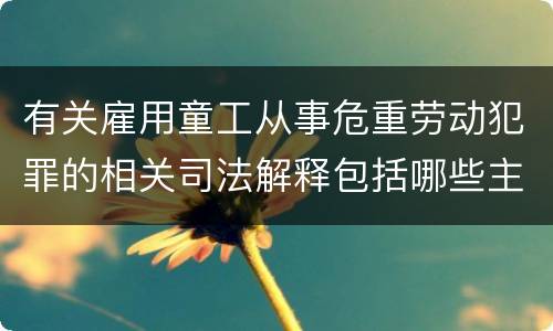 有关雇用童工从事危重劳动犯罪的相关司法解释包括哪些主要内容