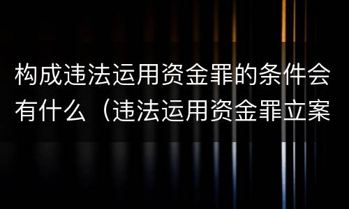 构成违法运用资金罪的条件会有什么（违法运用资金罪立案标准）