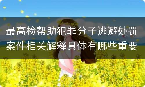 最高检帮助犯罪分子逃避处罚案件相关解释具体有哪些重要内容