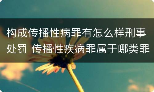 构成传播性病罪有怎么样刑事处罚 传播性疾病罪属于哪类罪