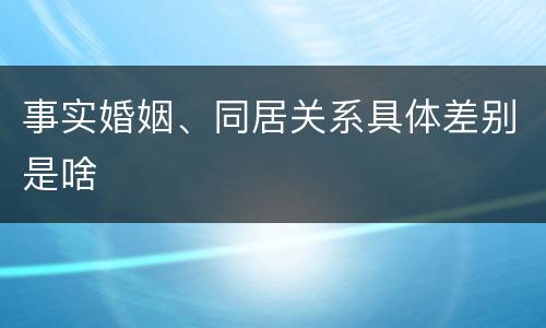 事实婚姻、同居关系具体差别是啥