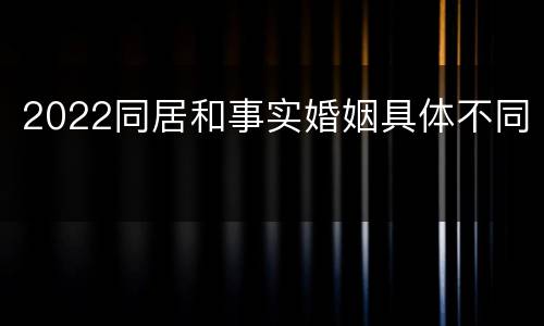2022同居和事实婚姻具体不同