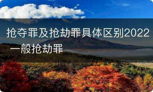 抢夺罪及抢劫罪具体区别2022 一般抢劫罪