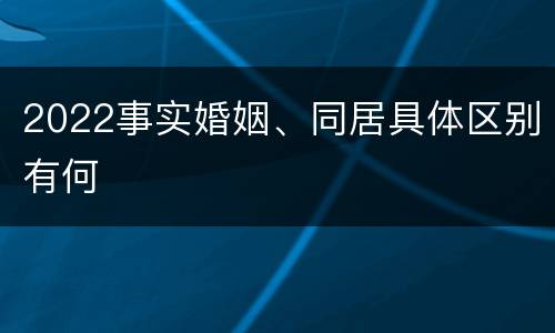 2022事实婚姻、同居具体区别有何