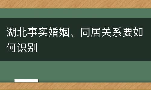 湖北事实婚姻、同居关系要如何识别