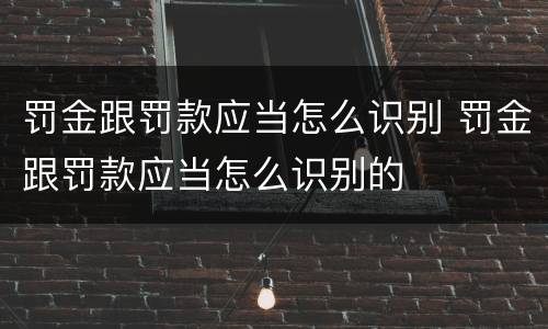 罚金跟罚款应当怎么识别 罚金跟罚款应当怎么识别的