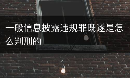 一般信息披露违规罪既遂是怎么判刑的