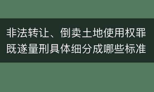 非法转让、倒卖土地使用权罪既遂量刑具体细分成哪些标准