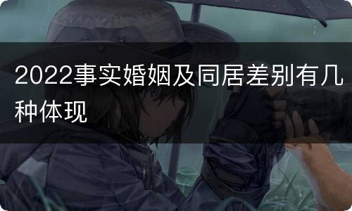 2022事实婚姻及同居差别有几种体现