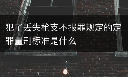 犯了丢失枪支不报罪规定的定罪量刑标准是什么