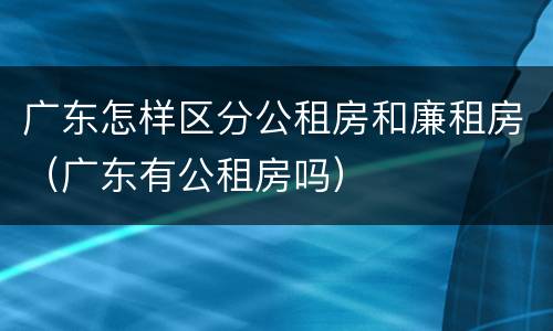 广东怎样区分公租房和廉租房（广东有公租房吗）
