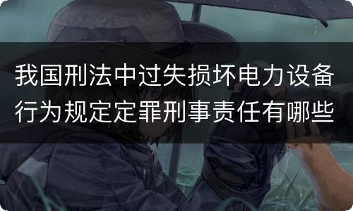 我国刑法中过失损坏电力设备行为规定定罪刑事责任有哪些