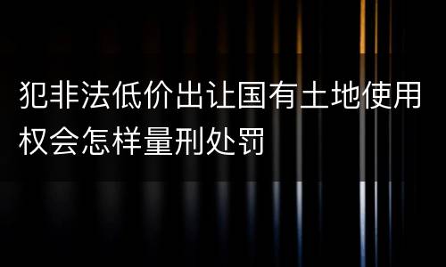 犯非法低价出让国有土地使用权会怎样量刑处罚