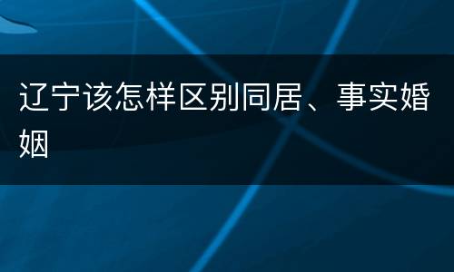 辽宁该怎样区别同居、事实婚姻