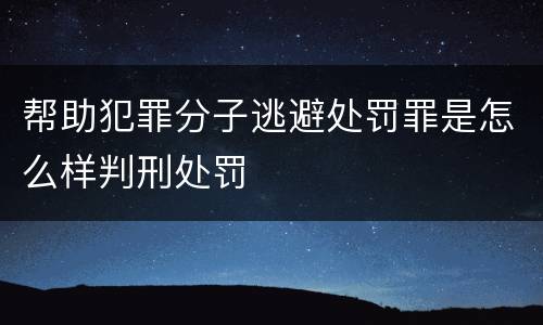 帮助犯罪分子逃避处罚罪是怎么样判刑处罚