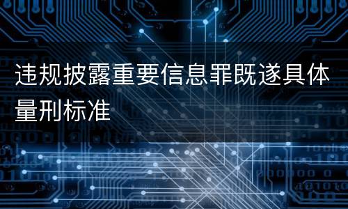 违规披露重要信息罪既遂具体量刑标准