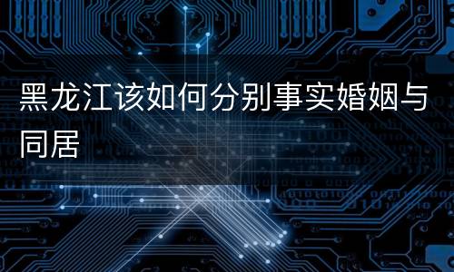 黑龙江该如何分别事实婚姻与同居