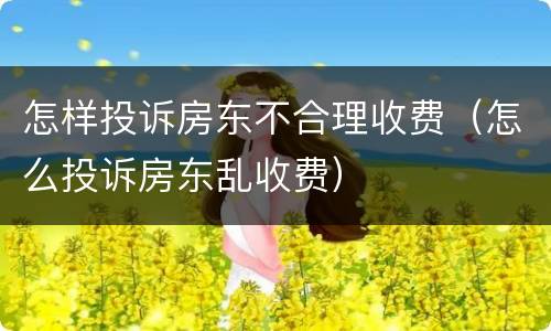 怎样投诉房东不合理收费（怎么投诉房东乱收费）